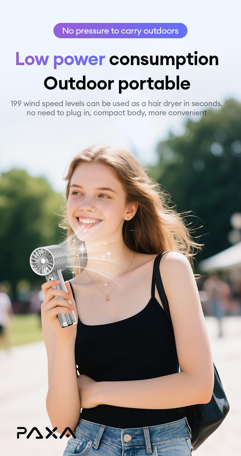 🔥Final 3 Hours – 50% OFF!Full Diamond Luxury Craftsmanship Portable Handheld Turbo Fan, 3 Gear Wind, Rechargeable Long Battery Life Hand Fan With Digital Display For Outdoor Activities, Travel, Office, Wonmen's gift