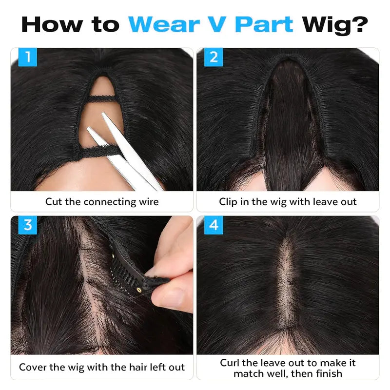 🔥70% OFF Today Only! New Afro V Part with Curly in the End Wig Kinky Synthetic Hair Texture with Unique Bouncy Curls in the End 20 Inch Soft Curly Full Hair V Part Wigs Synthetic for Women No Leave out Clip in Half Wig
