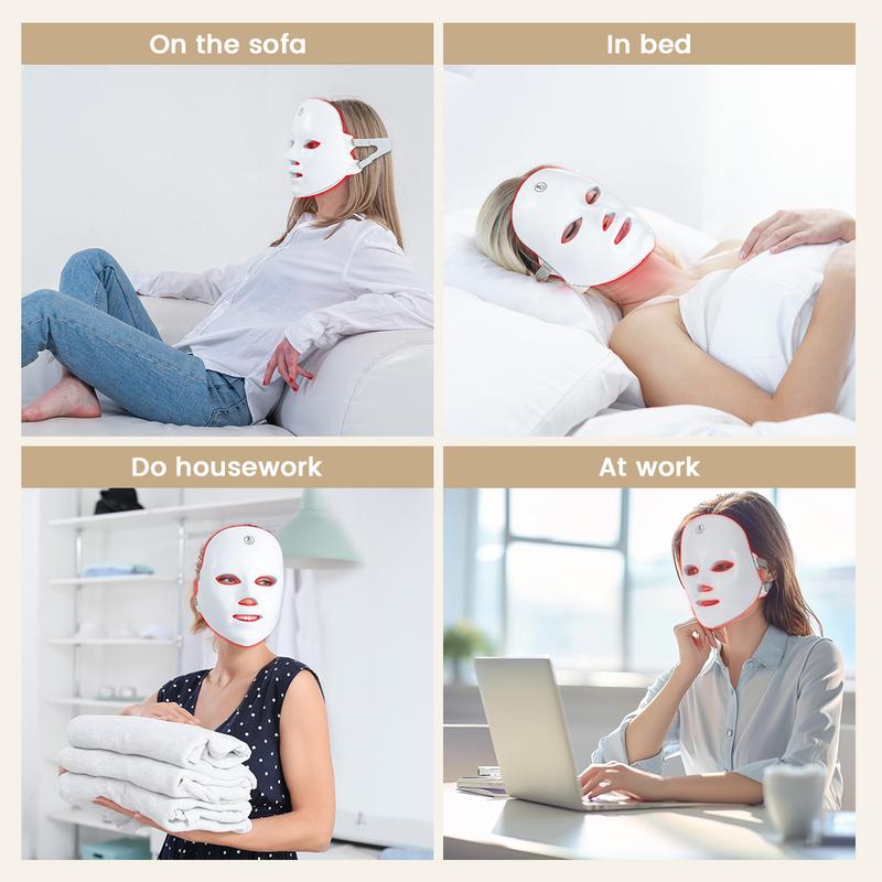 🏆LAST DAY SALE 40% OFF⏰Red Light Therapy, 7 Color LED Light Face Mask, Photon Skin Rejuvenation