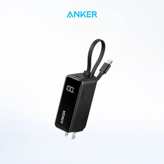 🏆LAST DAY SALE 40% OFF⏰Anker 3-in-1 Power Bank, 10,000mAh Portable Charger with Built-In Cable and Foldable Plug, 30W Battery Pack, For iPhone 6-14 Series