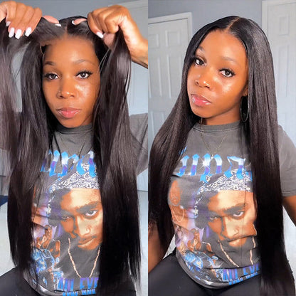 🔥Hot Sale 50% Off🎁OQHair Kinky Straight Hair Wear Go Glueless Wigs Lace Pre Cut Lace Closure Wigs