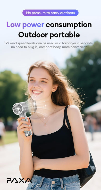 🔥Final 3 Hours – 50% OFF!Full Diamond Luxury Craftsmanship Portable Handheld Turbo Fan, 3 Gear Wind, Rechargeable Long Battery Life Hand Fan With Digital Display For Outdoor Activities, Travel, Office, Wonmen's gift