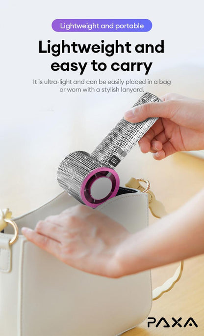 🔥Final 3 Hours – 50% OFF!Full Diamond Luxury Craftsmanship Portable Handheld Turbo Fan, 3 Gear Wind, Rechargeable Long Battery Life Hand Fan With Digital Display For Outdoor Activities, Travel, Office, Wonmen's gift