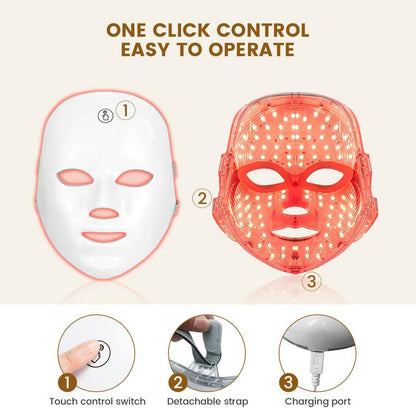 🏆LAST DAY SALE 40% OFF⏰Red Light Therapy, 7 Color LED Light Face Mask, Photon Skin Rejuvenation