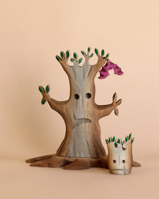 Bumbu Handmade Wooden Halloween Trees & Bat Set