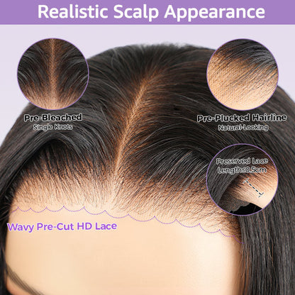 🔥Hot Sale 50% Off🎁OQHair Kinky Straight Hair Wear Go Glueless Wigs Lace Pre Cut Lace Closure Wigs