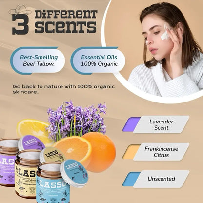 🔥Final 3 Hours – 30% OFF!LASSO Organic Beef Tallow, Manuka Honey & Beeswax Balm 4oz Natural Face & Body Moisturizer Skin Care Frankincense, Lavender, Unscented, Hydrating