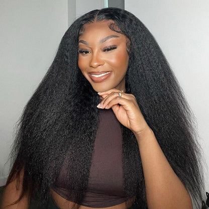 🔥Hot Sale 50% Off🎁OQHair Kinky Straight Hair Wear Go Glueless Wigs Lace Pre Cut Lace Closure Wigs