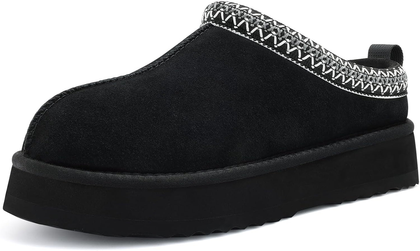 🔥HOT SALE 63% OFF🔥Genuine Suede Platform Slippers for Women Fuzzy Winter Warm Shoes Indoor Outdoor