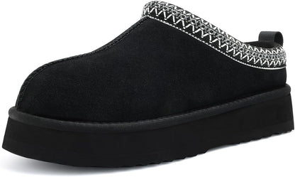 🔥HOT SALE 63% OFF🔥Genuine Suede Platform Slippers for Women Fuzzy Winter Warm Shoes Indoor Outdoor