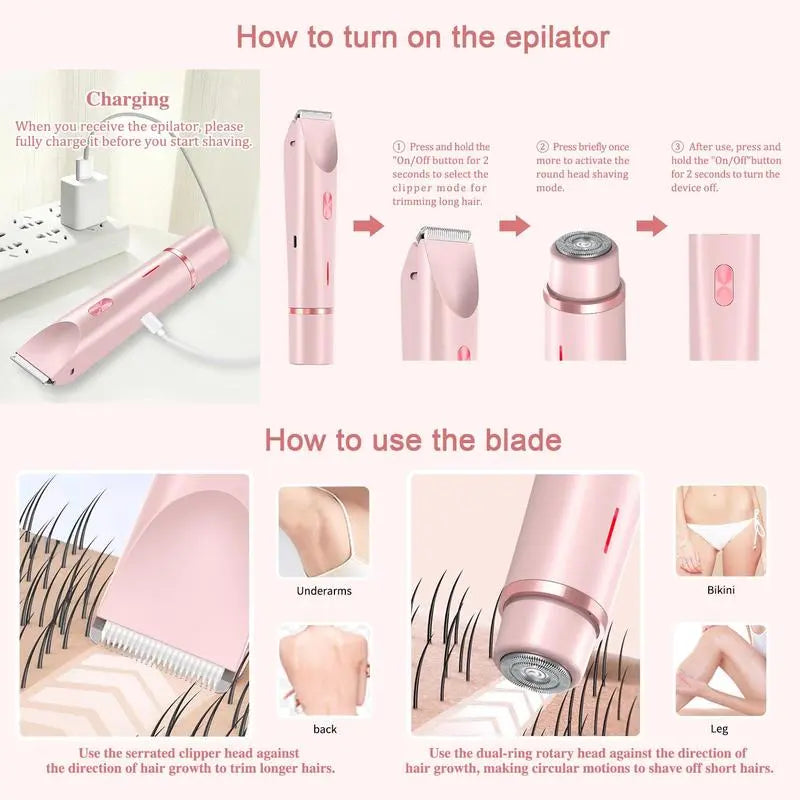 🔥Hot Sale 30% Off🎁Mother'S Day Gift,2 in 1 Electric Hair Removal Tool Trimmer for Women