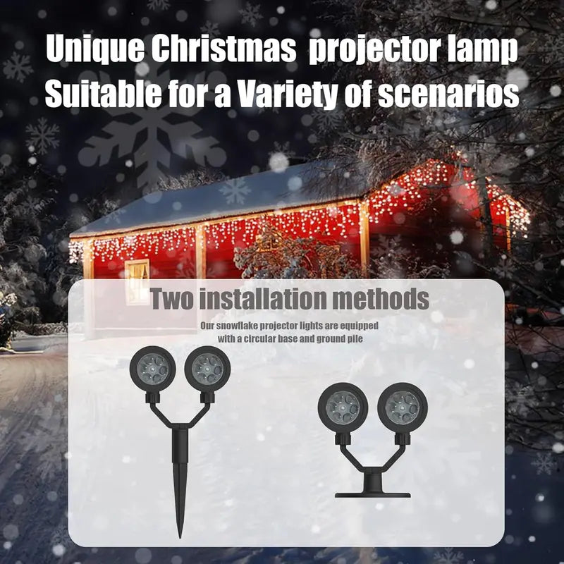 🎁2025-Christmas Hot Sale🎁49% OFF - LED Christmas Snowflake Projection Lamp, 2025 New Upgraded,Double-Head Rotating 4 Dynamic Snowflakes Projector, Plug-In LED Light