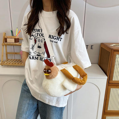 🔥50% OFF Today Only! Chicken Handbag, Funny Animal Bag, Chicken Purse, Rooster Shoulder Strap Fuzzy Cute Mini Makeup Pouch, Novelty Plush Hen Bag