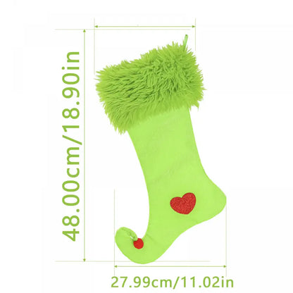 🎁2025-Christmas Hot Sale🎁49% OFF - In-Stock Grinch Christmas Green Plush Stockings - Window Hanging Ornaments for Home Decoration