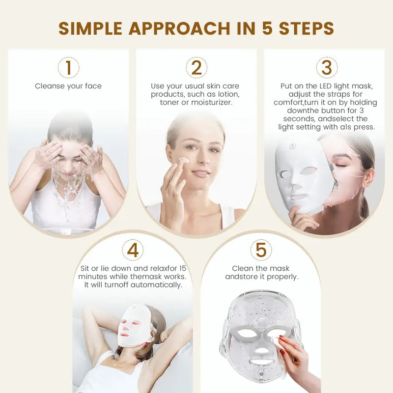 🏆LAST DAY SALE 40% OFF⏰Red Light Therapy, 7 Color LED Light Face Mask, Photon Skin Rejuvenation