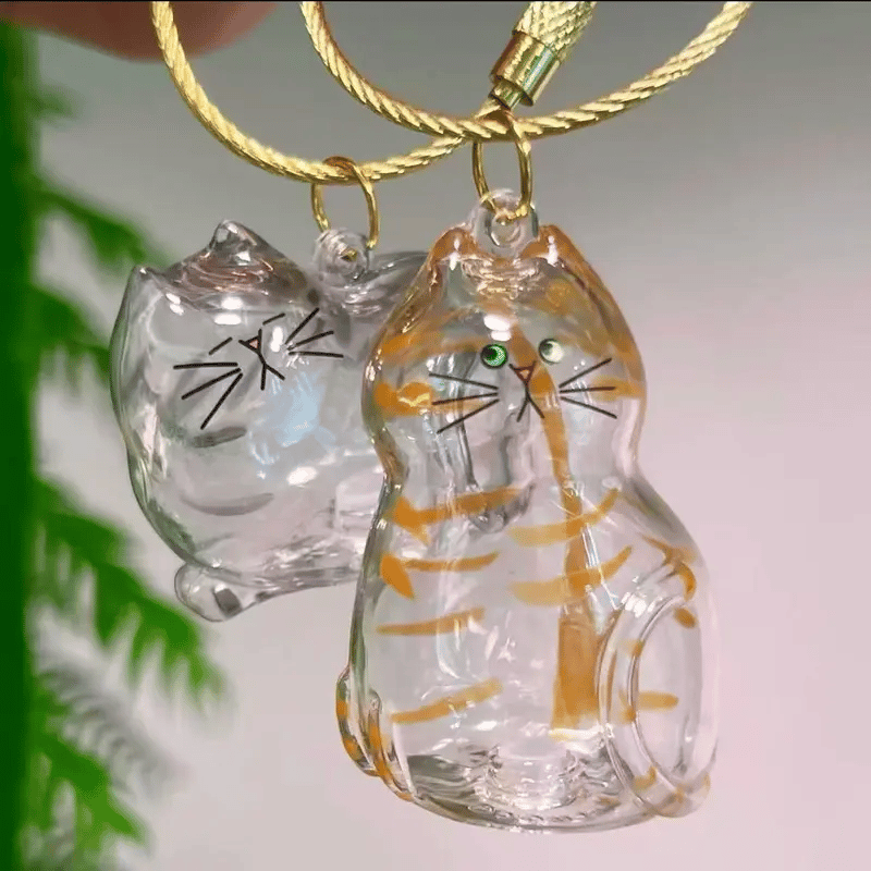 🐾1 Count Transparent Cat Hair Storage Capsule Keychain,🐱 Keepsake Decoration for Cat Lovers, 6 Cute Cat Designs Available💕