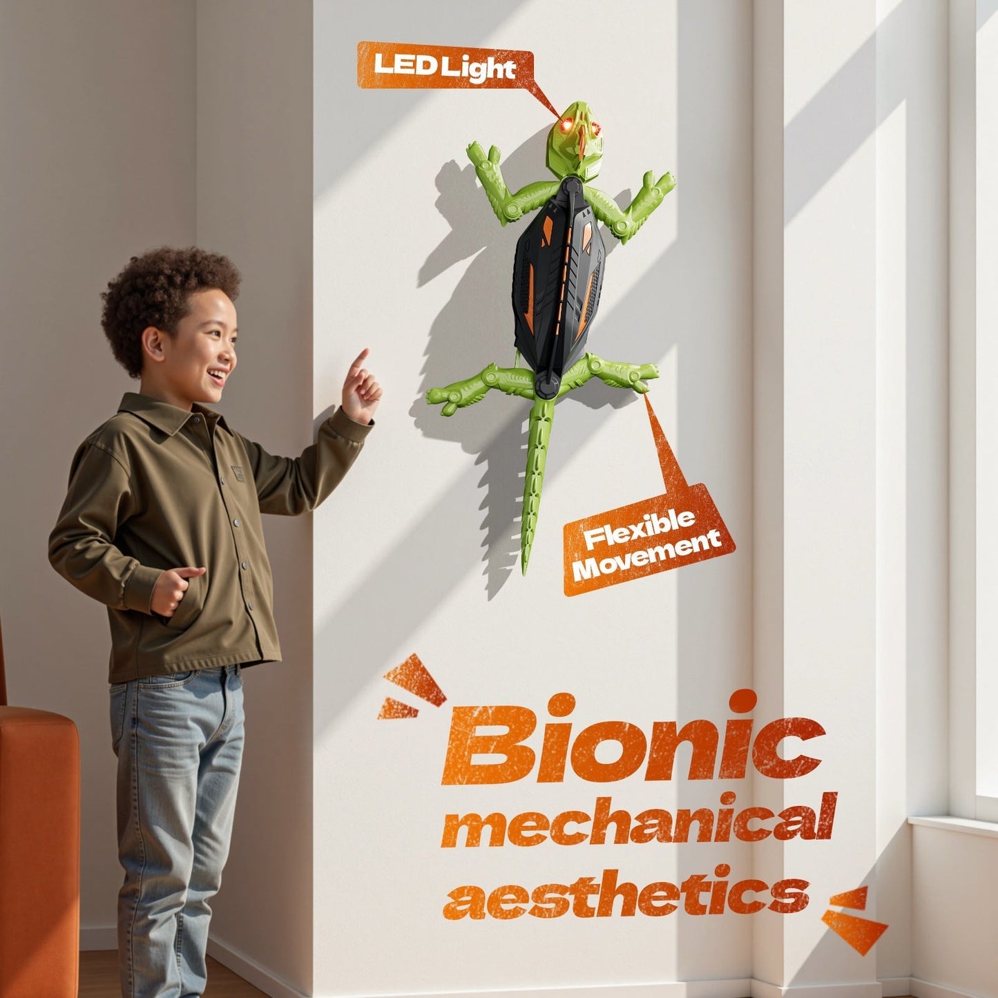 🔥LAST DAY 50% OFF -- 🎁Aniuch Wall Crawler Gecko - LED RC Toy for Indoor Family Fun & Prank Gifts
