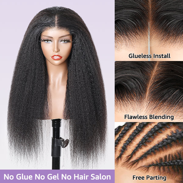 🔥Hot Sale 50% Off🎁OQHair Kinky Straight Hair Wear Go Glueless Wigs Lace Pre Cut Lace Closure Wigs