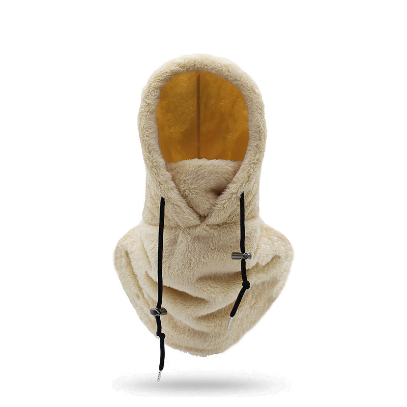 ⚡LAST DAY SALE 50% OFF🎁Sherpa Hood Ski Mask, Drawstring Face Cover Coldproof Warm Cap Hat