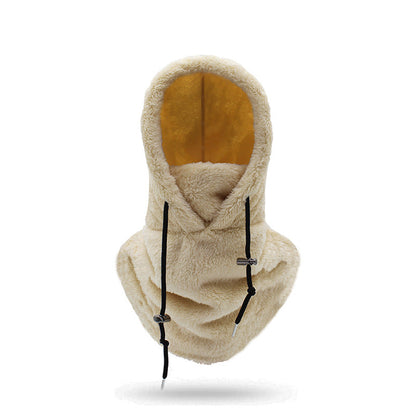 ⚡LAST DAY SALE 50% OFF🎁Sherpa Hood Ski Mask, Drawstring Face Cover Coldproof Warm Cap Hat