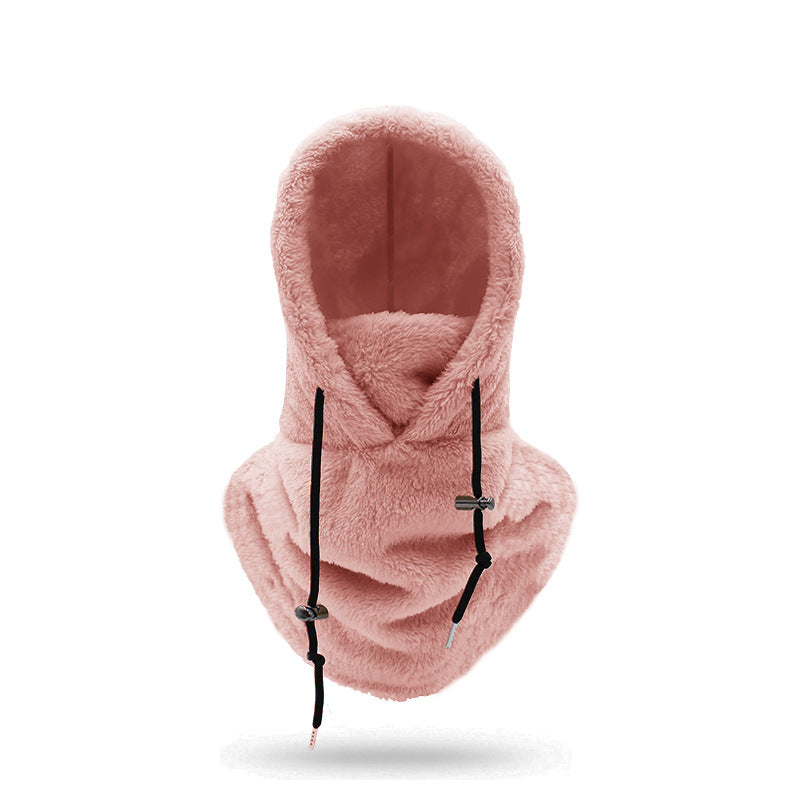 ⚡LAST DAY SALE 50% OFF🎁Sherpa Hood Ski Mask, Drawstring Face Cover Coldproof Warm Cap Hat