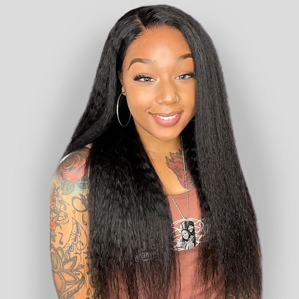 🔥Hot Sale 50% Off🎁OQHair Kinky Straight Hair Wear Go Glueless Wigs Lace Pre Cut Lace Closure Wigs