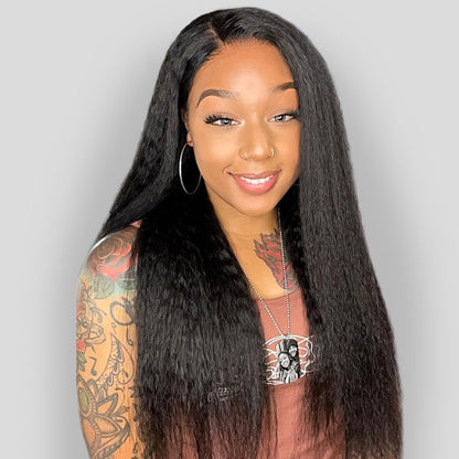 🔥Hot Sale 50% Off🎁OQHair Kinky Straight Hair Wear Go Glueless Wigs Lace Pre Cut Lace Closure Wigs