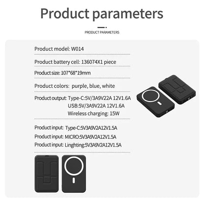 🏆LAST DAY SALE 40% OFF⏰Magnetic Power Bank , 10000mAh Wireless Portable Charger with USB-C Cable