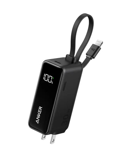 🏆LAST DAY SALE 40% OFF⏰Anker 3-in-1 Power Bank, 10,000mAh Portable Charger with Built-In Cable and Foldable Plug, 30W Battery Pack, For iPhone 6-14 Series