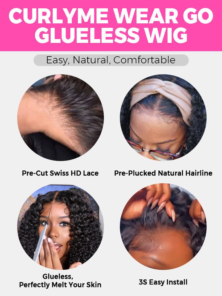 🔥Final 3 Hours: 70%OFF🔥CurlyMe Pre-bleached Knots Wear Go Glueless Wig Pre-cut HD Lace Water Wave Human Hair